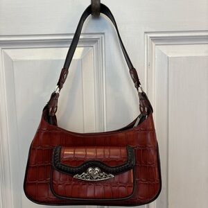 Elegant Brown Crocodile Pattern Women's Bag